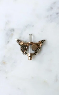 Broche ancienne Ailes, diamants et cristal de roche