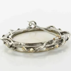Broche ancienne argent cheveux souvenir