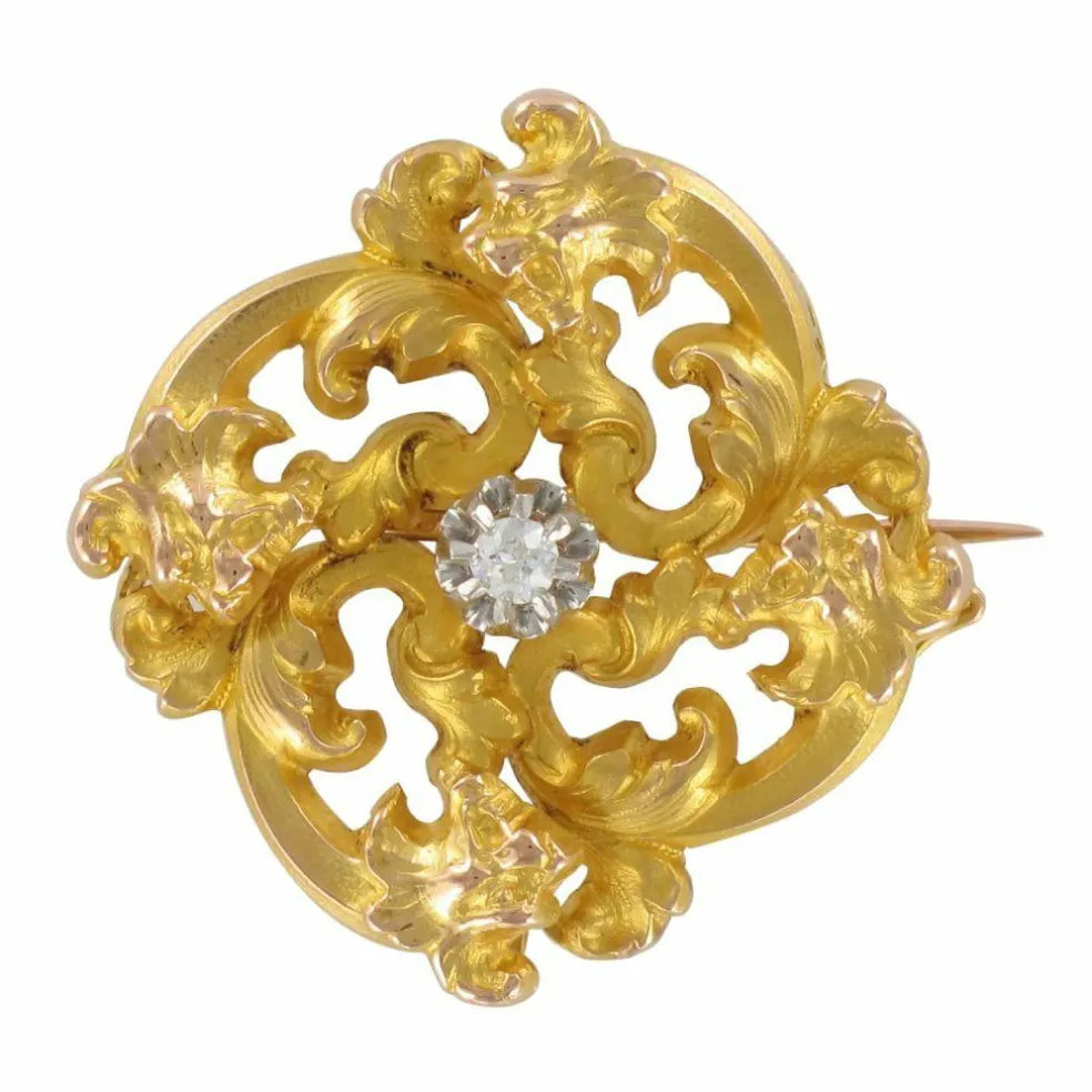 Broche ancienne art nouveau diamant