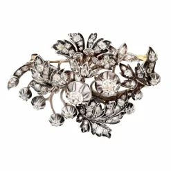 Broche ancienne bouquet diamanté