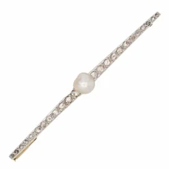 Broche ancienne Charles Templier Perle fine et diamants