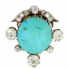 Broche ancienne clip turquoise et diamants