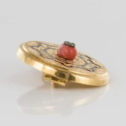 Broche ancienne corail émail et diamant