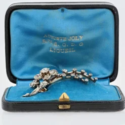 Broche ancienne diamants branche fleurie
