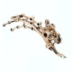 Broche ancienne diamants branche fleurie