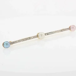 Broche ancienne diamants perles fines