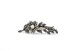 Broche ancienne 19e siècle perles fines et diamants
