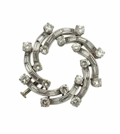 Broche ancienne en or blanc et diamants