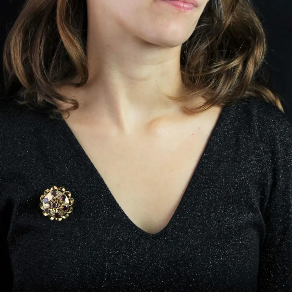 Broche ancienne en or et grenats