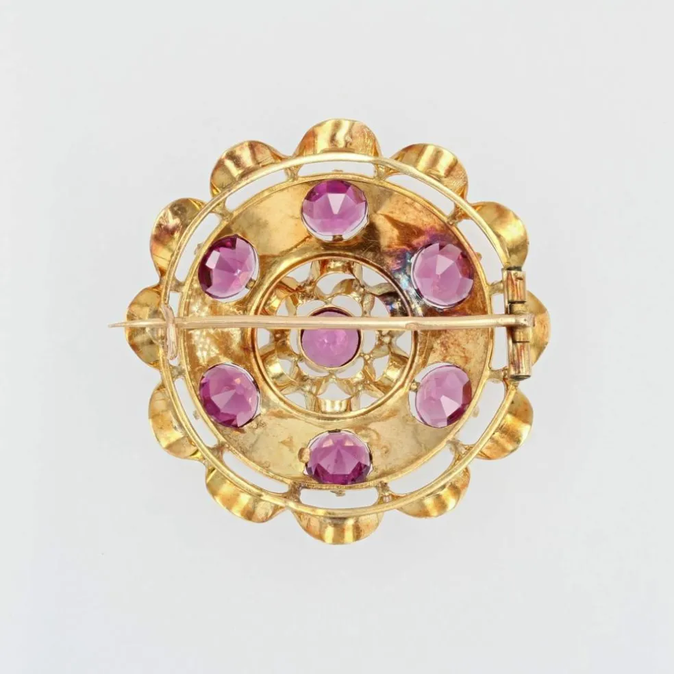 Broche ancienne en or et grenats