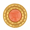 Broche ancienne en or jaune mat et sa perle de corail