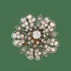 Broche ancienne fleur or argent diamants taille ancienne