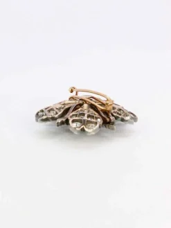 Broche ancienne fleur or argent diamants taille ancienne