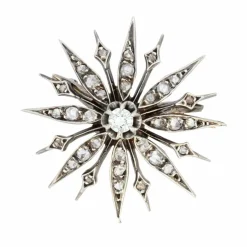 Broche ancienne flocon diamants