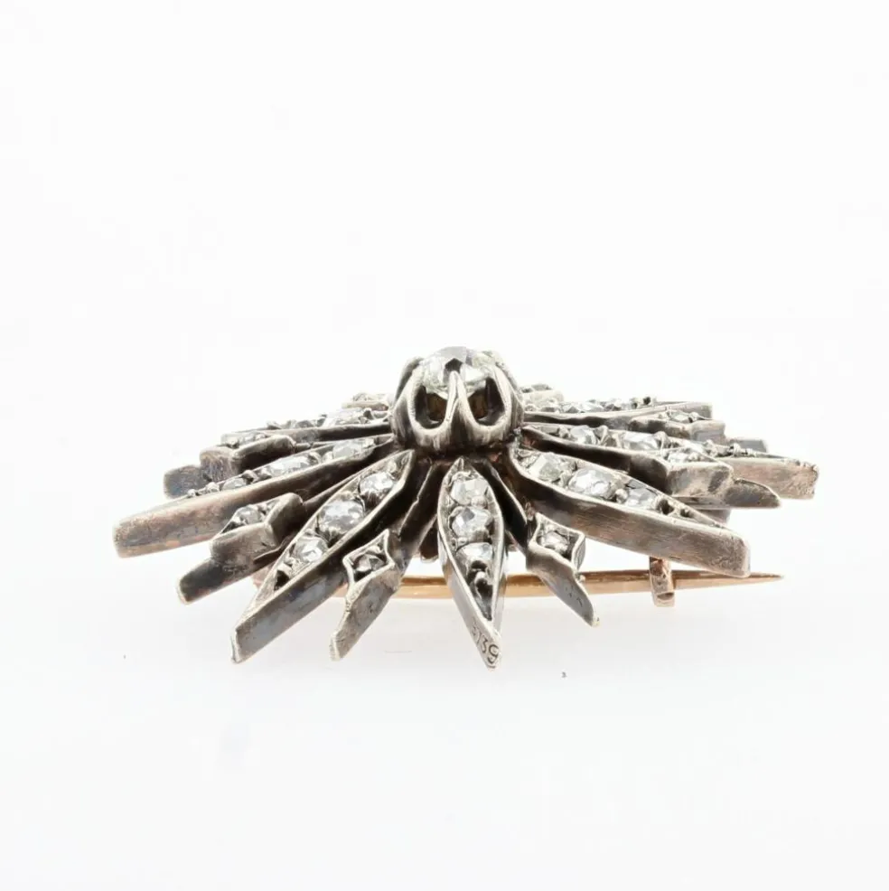 Broche ancienne flocon diamants