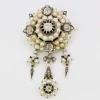 Broche ancienne guirlande or argent perles fines diamants taille ancienne