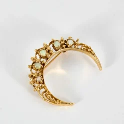 Broche ancienne Lune or et opales
