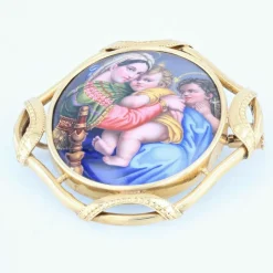 Broche ancienne émail et or