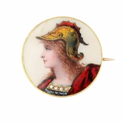 Broche ancienne émail habillé