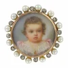 Broche ancienne miniature perles fines et diamants