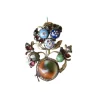 Broche ancienne operculum, grenat, et porcelaine