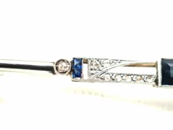 Broche ancienne or blanc, saphir et diamants