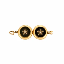 Broche Ancienne Or Onyx Perles