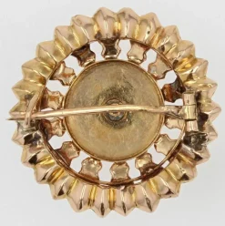 Broche ancienne or rose et perles fines