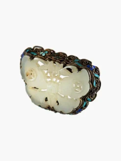 BROCHE ANCIENNE "PAPILLON" ARGENT & BAKELITE