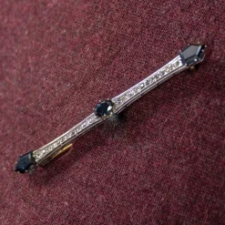 Broche ancienne saphirs diamants barrette