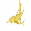 Broche animalière Oiseau or jaune diamant