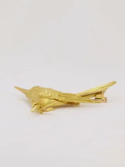 Broche animalière Oiseau or jaune diamant