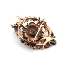 Broche antique en or rose 9 carats avec diamants taille rose