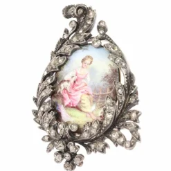 Broche argent diamant