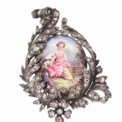 Broche argent diamant