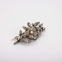 Broche argent sur or et diamants