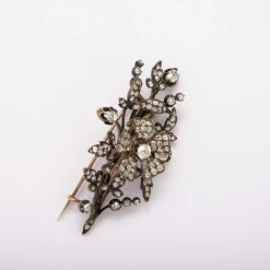 Broche argent sur or et diamants