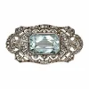 Broche Art Déco aigue-marine et diamants