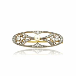 Broche Art Déco Diamants et Perle
