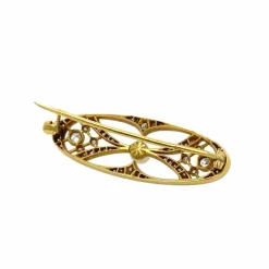 Broche Art Déco Diamants et Perle