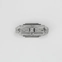 Broche Art Déco diamants or blanc