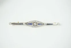 Broche art déco diamants saphirs 2 ors