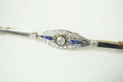 Broche art déco diamants saphirs 2 ors