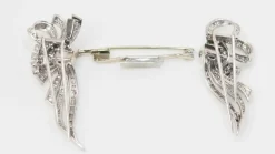 Broche Art déco double clips en or blanc et platine, diamants