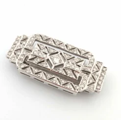 Broche Art Déco en or blanc avec diamants