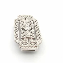 Broche Art Déco en or blanc avec diamants