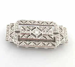 Broche Art Déco en or blanc avec diamants