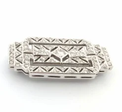 Broche Art Déco en or blanc avec diamants