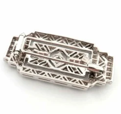 Broche Art Déco en or blanc avec diamants