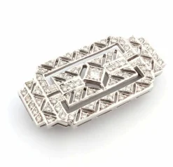 Broche Art Déco en or blanc avec diamants